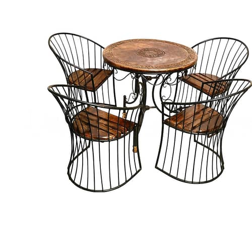 Patio Furniture Set Wood and Iron