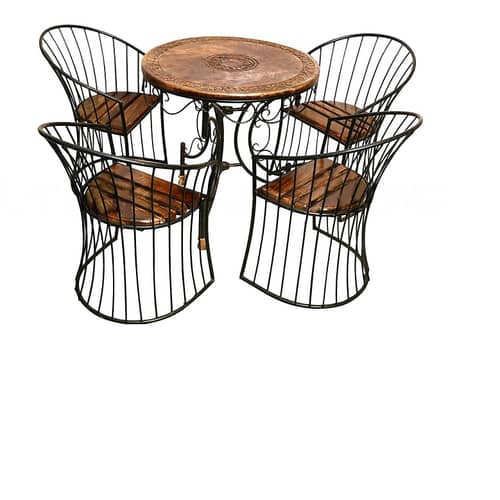 Patio Furniture Set Wood and Iron
