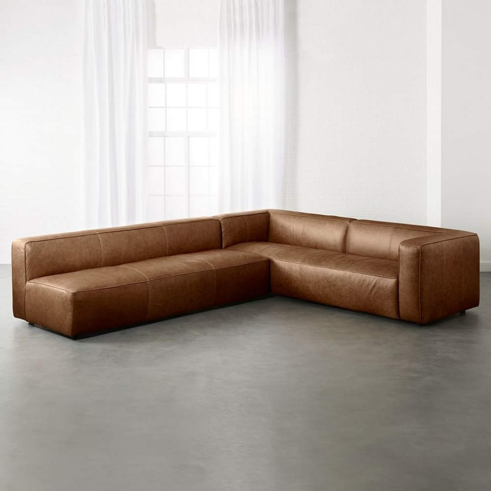 Cocoa L Shape Leather Sofa - photo
