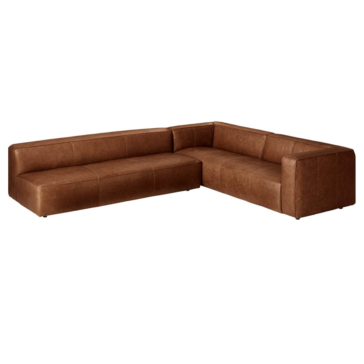 Cocoa L Shape Leather Sofa - front_view