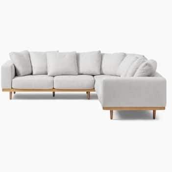Oyster Beige Textured 5-Seating Sofa - left_view