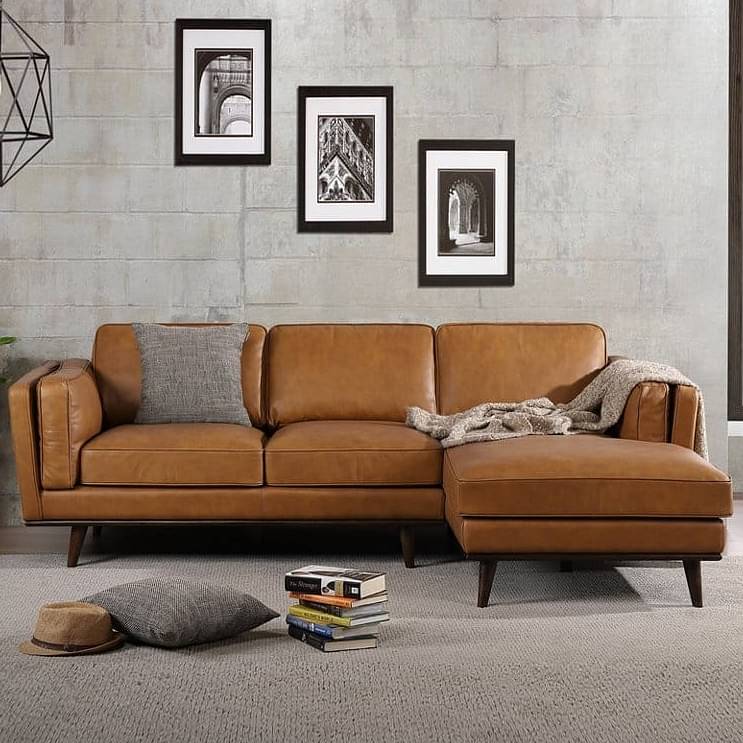 Deoxy Brown Buff Leather 4-Seater Sofa