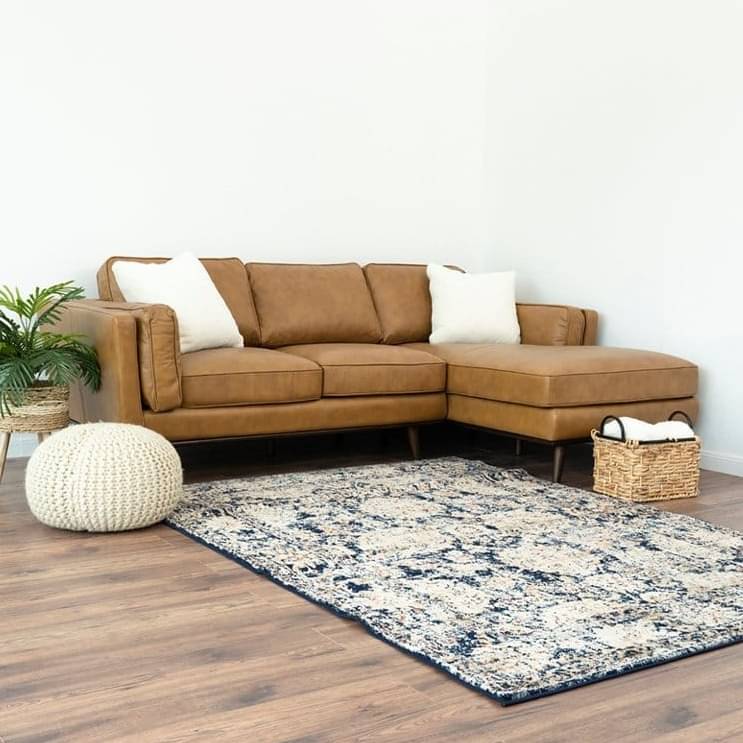 Deoxy Brown Buff Leather 4-Seater Sofa