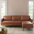 Brown Buff Leather 4-Seater Sofa - photo