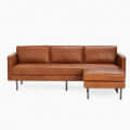 Brown Buff Leather 4-Seater Sofa - front_view