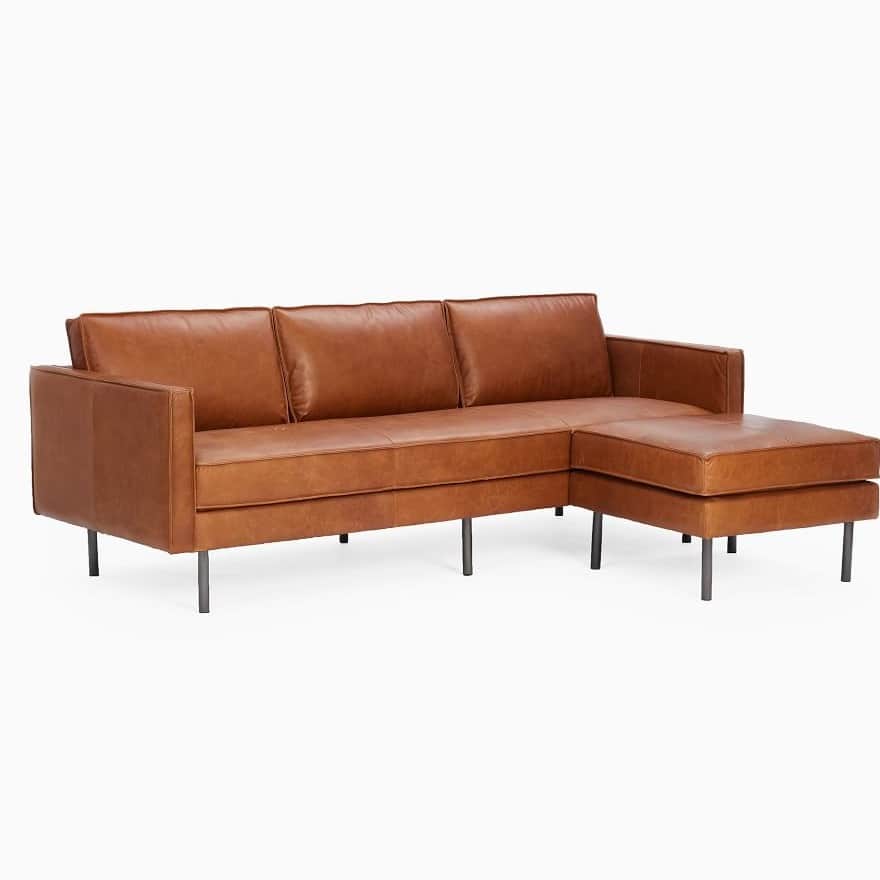 Brown Buff Leather 4-Seater Sofa - top_view