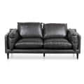 2-Seater Black Buff Leather Sofa - photo