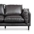 2-Seater Black Buff Leather Sofa - front_view