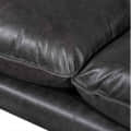2-Seater Black Buff Leather Sofa - rear_view