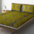 100% Cotton Double Bedsheet With Pillow Covers Jaipuri Print - Green - front_view