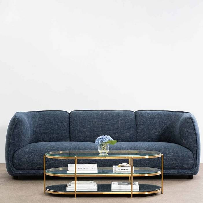 Fujairah 3 Seater Blue Sectional Sofa