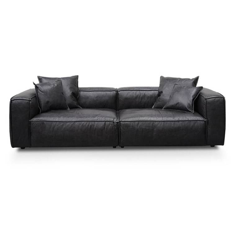 Buff Leather Sofa 2 seater (Black)