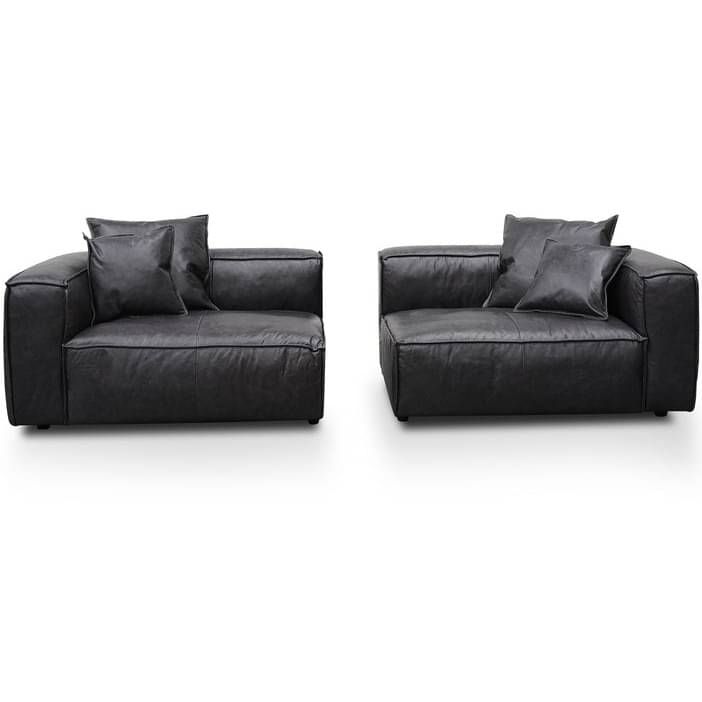 Buff Leather Sofa 2 seater (Black)