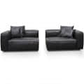 Buff Leather Sofa 2 seater (Black) - left_view