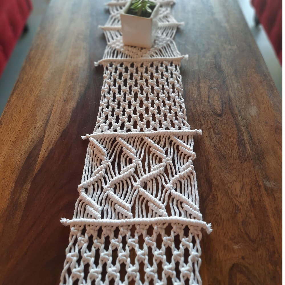 Macrame Long Table Runner Dining Runner - photo