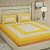 100 % Pure Cotton Double Bedsheet With 2 Pillow Covers Jaipuri Print - Yellow - photo