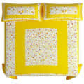 100 % Pure Cotton Double Bedsheet With 2 Pillow Covers Jaipuri Print - Yellow - top_view