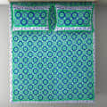 Cotton Double Bedsheet With 2 Pillow Covers Jaipuri Print - Sea-Green - top_view