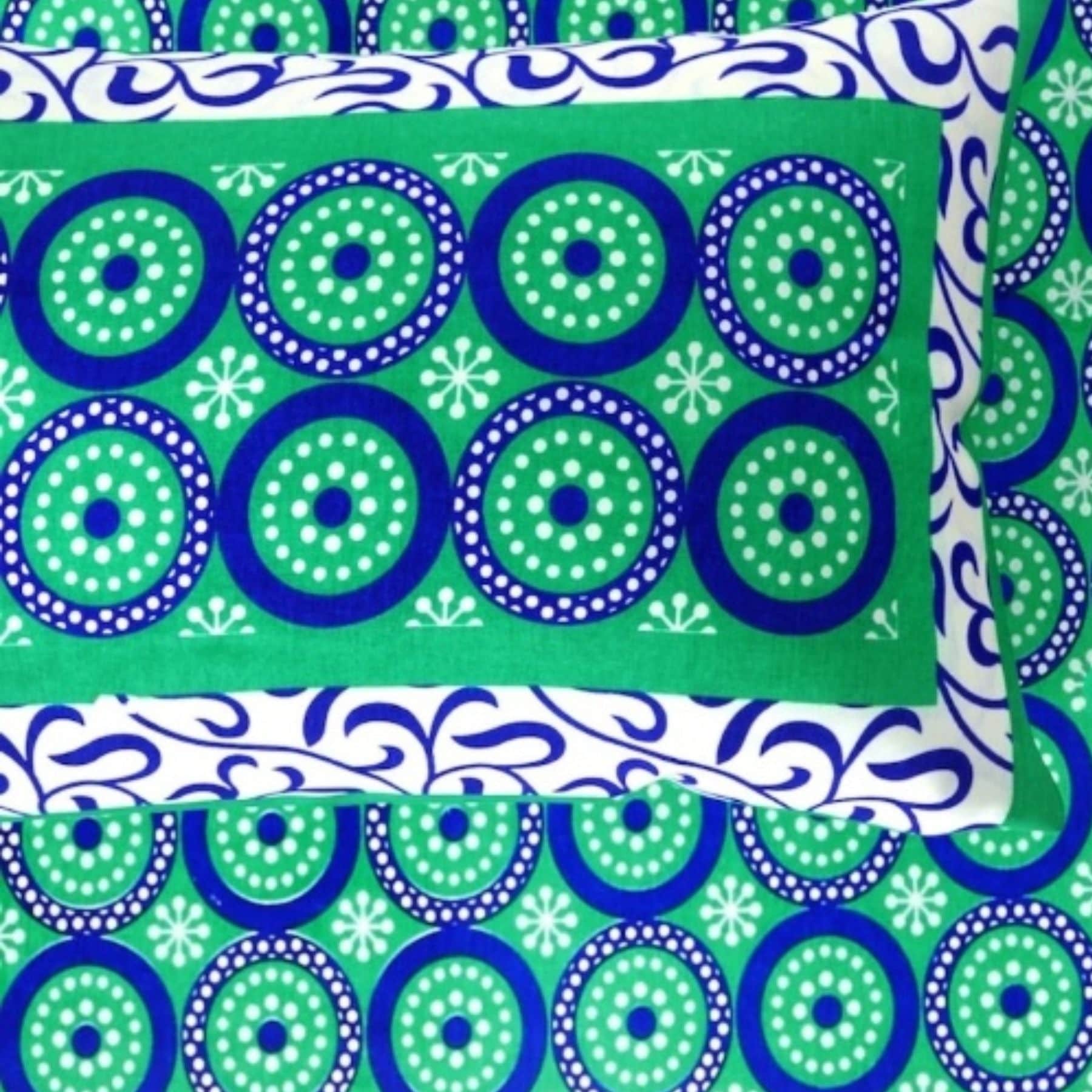 Cotton Double Bedsheet With 2 Pillow Covers Jaipuri Print - Sea-Green - rear_view