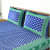 100 % Pure Cotton Double Bedsheet With 2 Pillow Covers Jaipuri Print - Blue - front_view