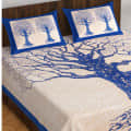 Cotton Double Bedsheet With Pillow Covers Jaipuri Print - Blue - front_view