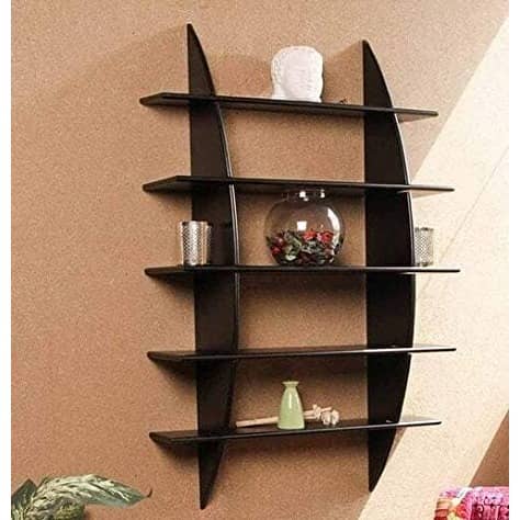 Wood Glossy Finish Floating Wall Shelf