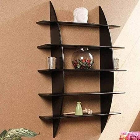 Wood Glossy Finish Floating Wall Shelf - front_view