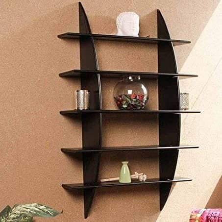 Wood Glossy Finish Floating Wall Shelf