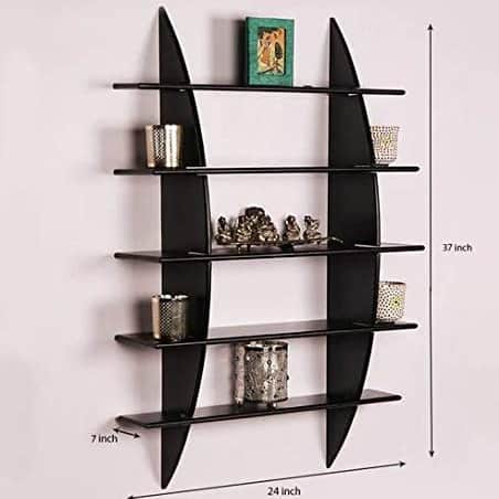 Wood Glossy Finish Floating Wall Shelf - top_view