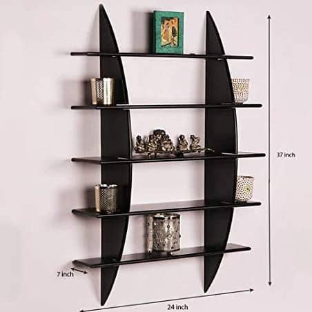 Wood Glossy Finish Floating Wall Shelf