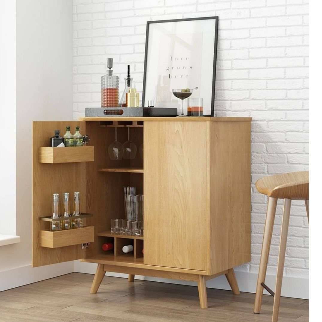 Mid century wine deals cabinet