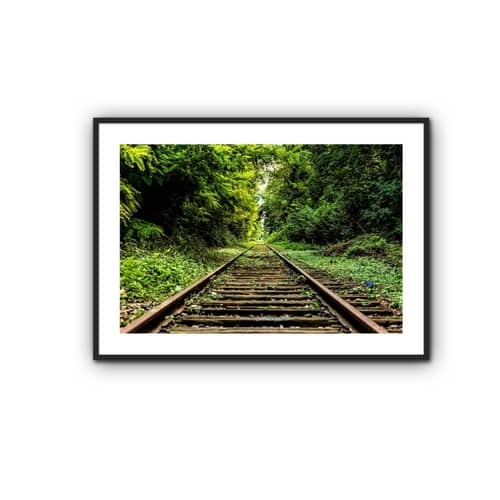Merging Rail Wall Poster With  Framed Glass