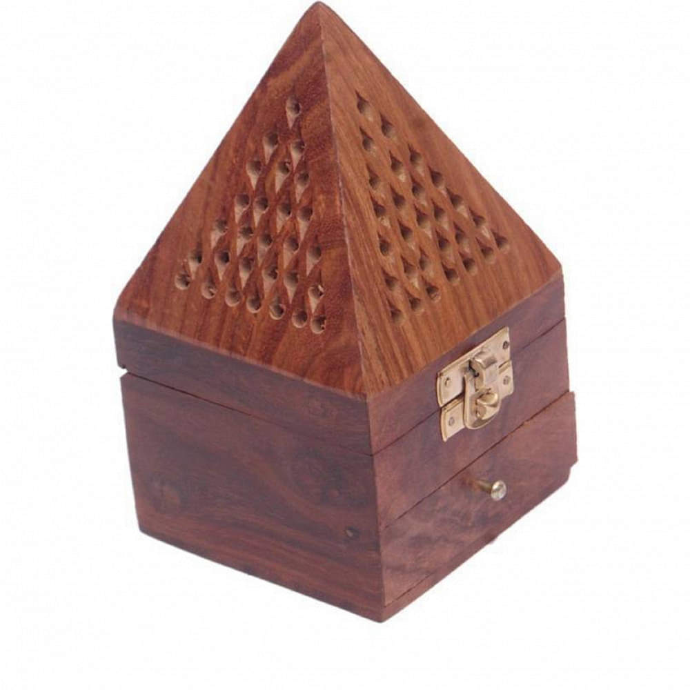 Dhoop and Loban Burner Box Wooden Pyramid Incense Box - photo