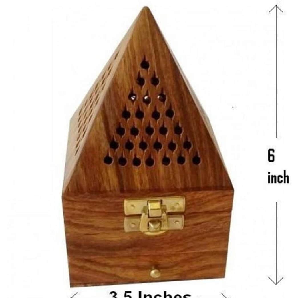 Dhoop and Loban Burner Box Wooden Pyramid Incense Box - top_view