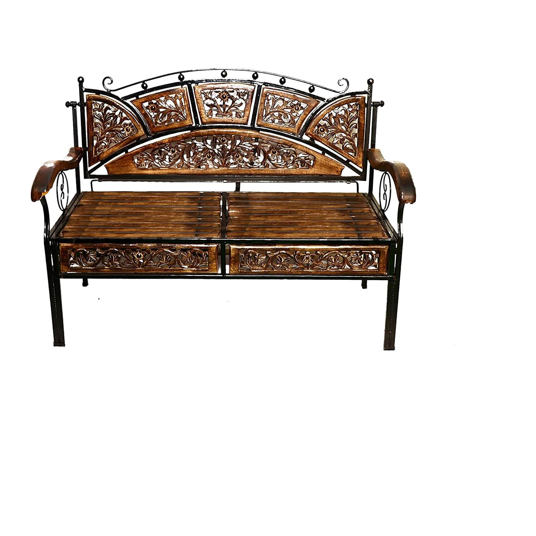 Wood & Wrought Iron Sofa Set - top_view