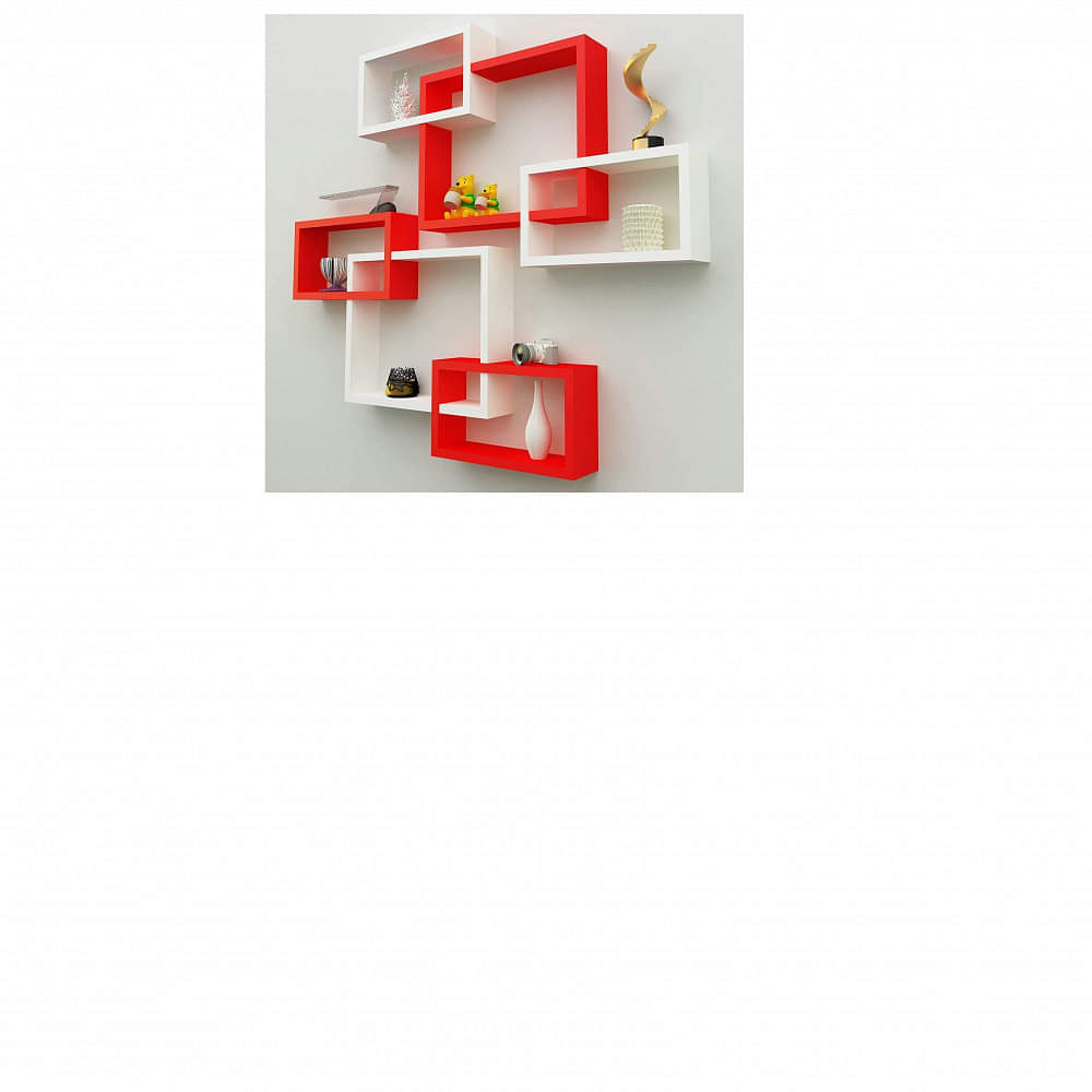 Intersecting Wooden Wall Shelves Decor Set of 6 - photo