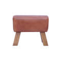 Leather Wooden Small Ottoman Poufee - front_view