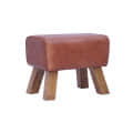 Leather Wooden Small Ottoman Poufee - rear_view