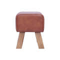Leather Wooden Small Ottoman Poufee - left_view