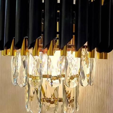 Modern Black Gold Metal Led Crystal