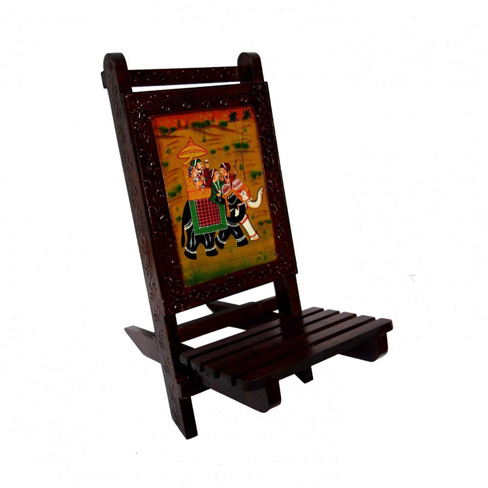 Hand Painted Wooden Mobile Stand Holder for Table - photo