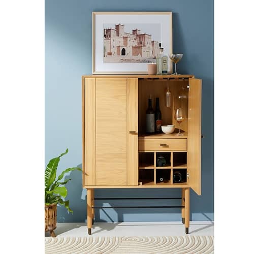Contrasting Vertical Grain Bar Cabinet