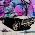 On the Road Car Canvas Painting Wall Art - rear_view