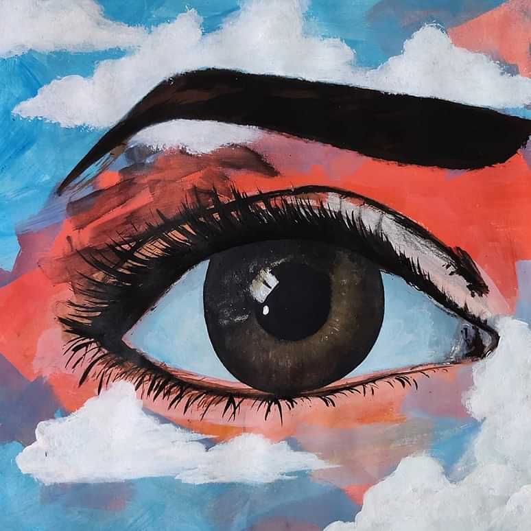 Longing Eyes Wood Colorful Modern Art Canvas Painting - photo