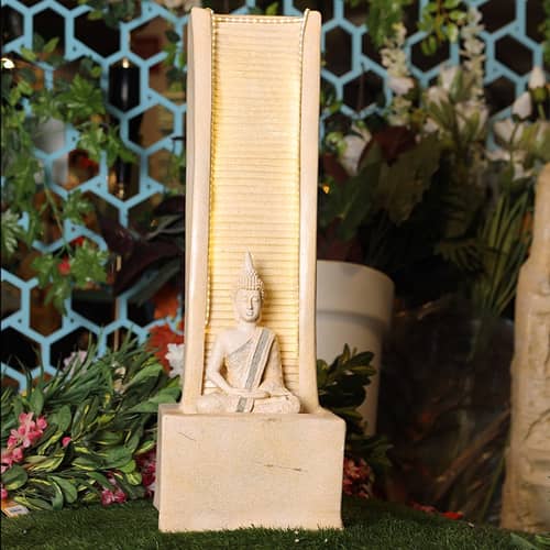 Elegant Cream Garden Buddha Water Fountain