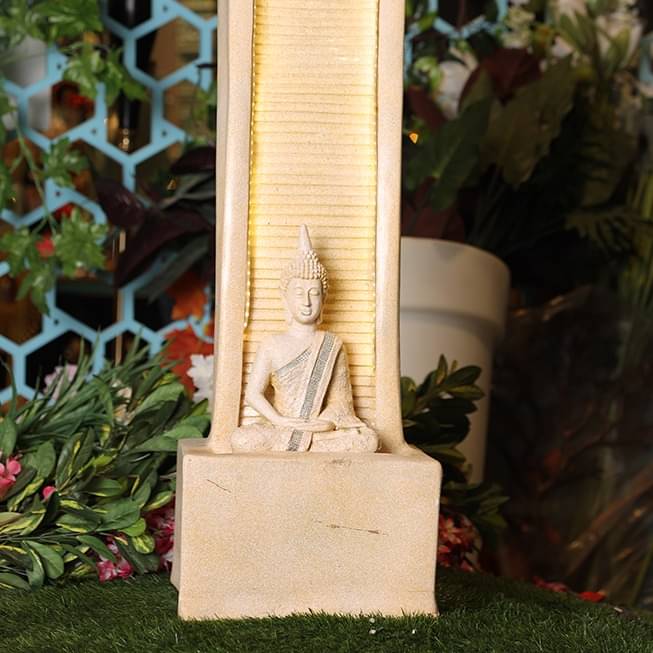 Elegant Cream Garden Buddha Water Fountain