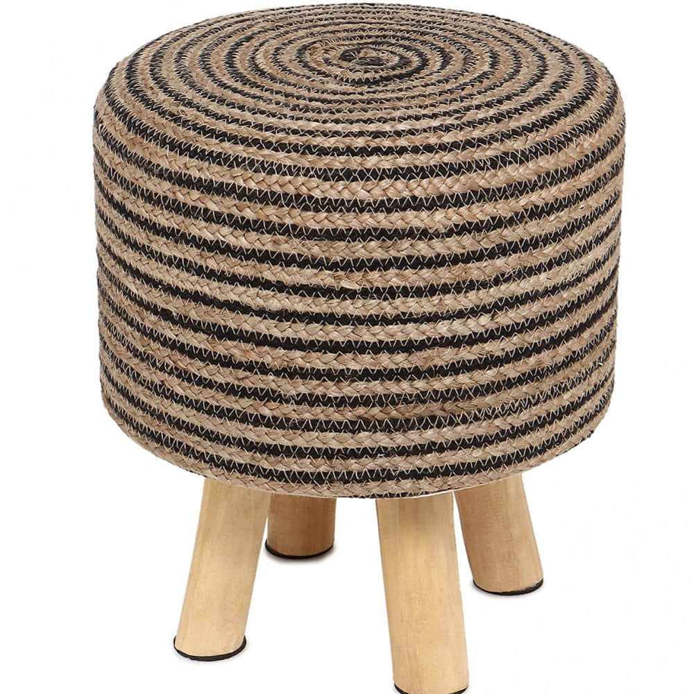 Ottoman Style Jute Braided Natural Color Stool - photo