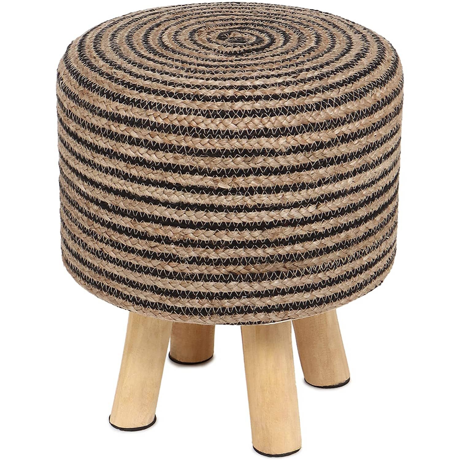 Ottoman Style Jute Braided Natural Color Stool