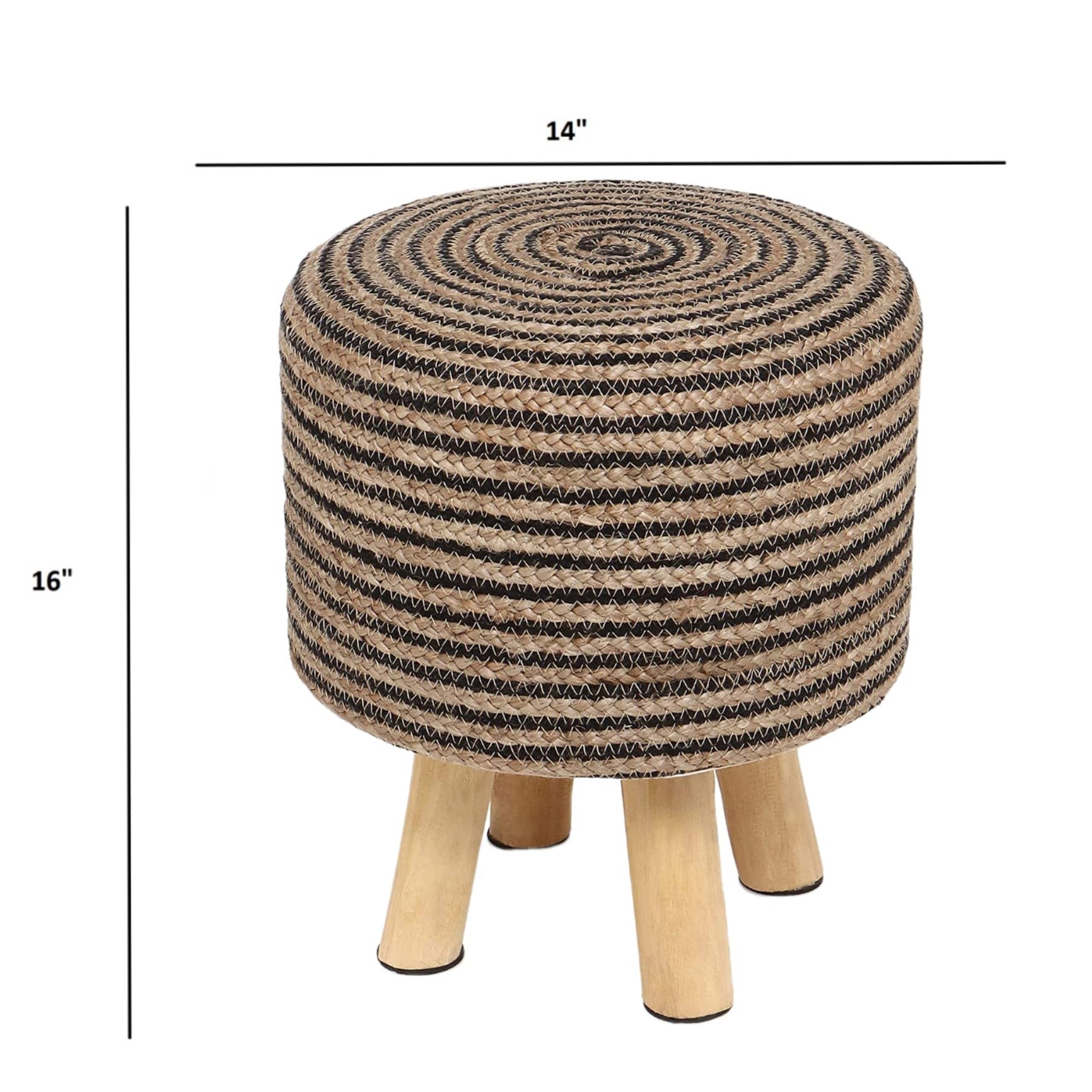 Ottoman Style Jute Braided Natural Color Stool