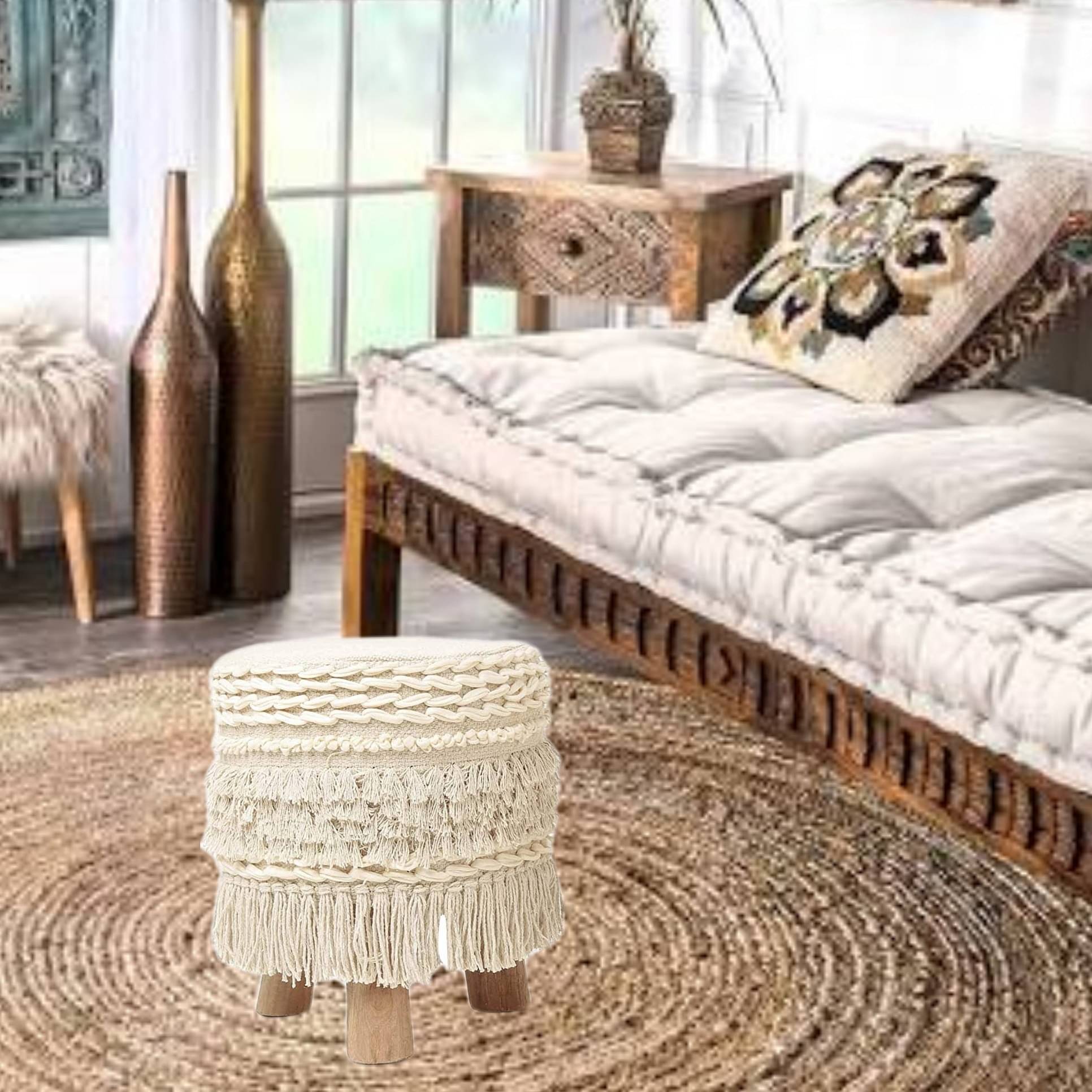 Ottoman Style Stool in White